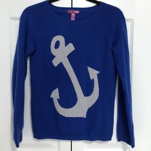 Aqua Girls Blue Anchor Cashmere Sweater Size Large